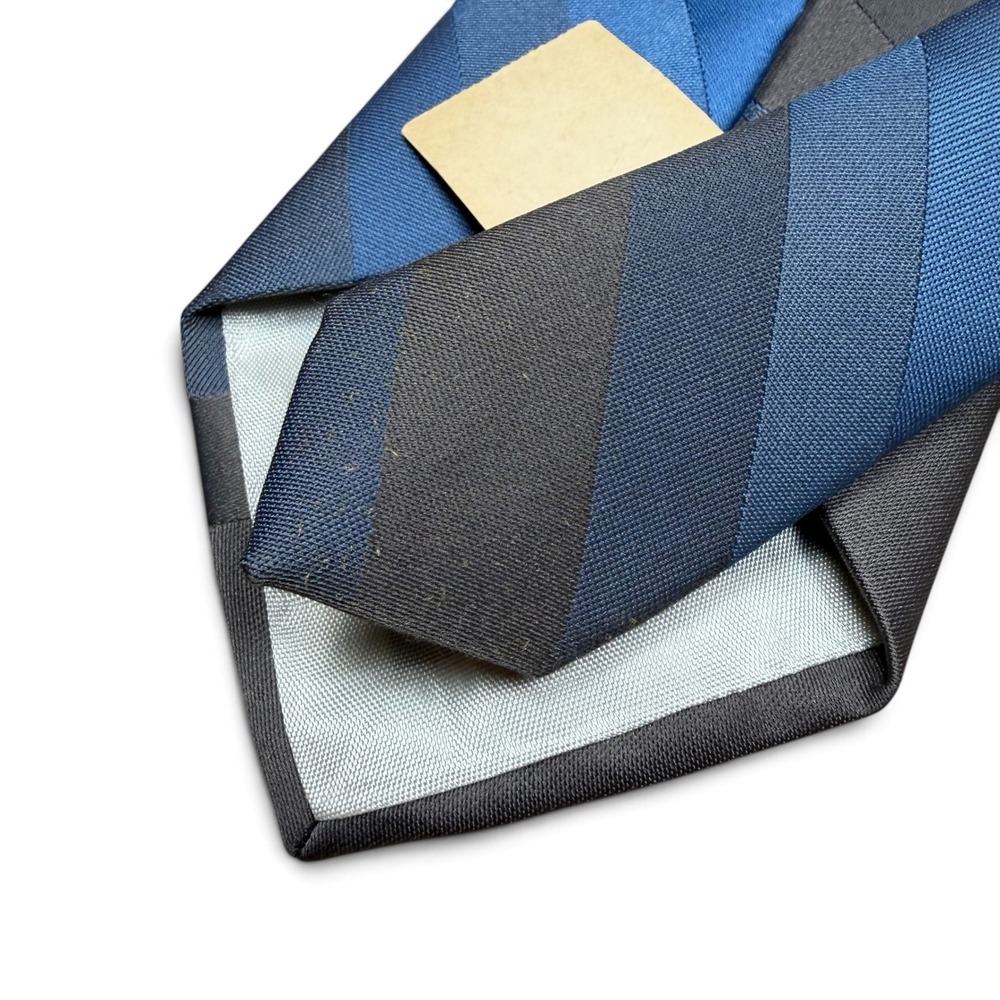 Oscar de la Renta Mens Blue Grey Diagonal Striped Silk Blend Tie Famous-Barr NWT - Picture 7 of 7